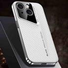 For iPhone 13 Carbon Fiber Texture PC Phone Case(White) - 1