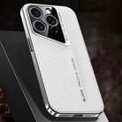 For iPhone 14 Pro Carbon Fiber Texture PC Phone Case(White) - 1