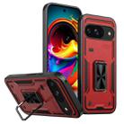 For Google Pixel 9 / 9 Pro Ring Holder PC Hybrid TPU Phone Case(Red) - 1