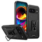 For Google Pixel 9 / 9 Pro Ring Holder PC Hybrid TPU Phone Case(Black) - 1