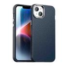 For iPhone 14 Plus Carbon Fiber Series IMD Phone Case(Blue) - 1