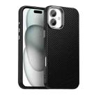 For iPhone 16 Carbon Fiber Series IMD Phone Case(Black) - 1