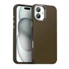 For iPhone 16 Carbon Fiber Series IMD Phone Case(Brown) - 1