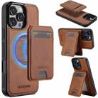 For iPhone 16 Pro Max LC.IMEEKE L3 Series Detachable RFID Card Bag Magsafe Phone Case(Brown) - 1