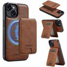 For iPhone 13 mini LC.IMEEKE L3 Series Detachable RFID Card Bag Magsafe Phone Case(Brown) - 1