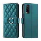 For vivo Y20G / Y12a / iQOO U1x Ring Buckle Rhombic Leather Phone Case(Green) - 1