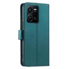 For vivo Y35 4G / Y22s 4G / Y77E 5G Ring Buckle Rhombic Leather Phone Case(Green) - 3