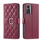 For vivo Y55s 2023 5G / Y75 5G Ring Buckle Rhombic Leather Phone Case(Red) - 1