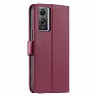 For vivo Y55s 2023 5G / Y75 5G Ring Buckle Rhombic Leather Phone Case(Red) - 3