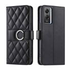 For vivo Y55s 2023 5G / Y75 5G Ring Buckle Rhombic Leather Phone Case(Black) - 1