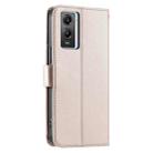 For vivo Y55s 2023 5G / Y75 5G Ring Buckle Rhombic Leather Phone Case(Rose Gold) - 3