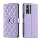 For vivo Y55s 2023 5G / Y75 5G Ring Buckle Rhombic Leather Phone Case(Purple) - 1