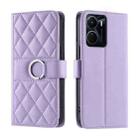 For vivo Y16 4G / Y56 5G / Y02s 4G Ring Buckle Rhombic Leather Phone Case(Purple) - 1