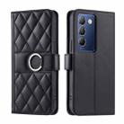 For vivo Y200E 5G Global / Y100 5G IDN Ring Buckle Rhombic Leather Phone Case(Black) - 1