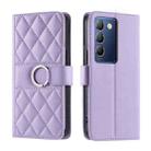 For vivo Y200E 5G Global / Y100 5G IDN Ring Buckle Rhombic Leather Phone Case(Purple) - 1