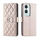 For vivo Y18 4G Global / IND / Y03 4G Ring Buckle Rhombic Leather Phone Case(Rose Gold) - 1