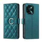 For vivo Y28 4G Global Ring Buckle Rhombic Leather Phone Case(Green) - 1