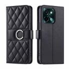 For vivo Y28 4G Global Ring Buckle Rhombic Leather Phone Case(Black) - 1