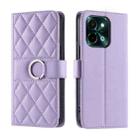 For vivo Y28 4G Global Ring Buckle Rhombic Leather Phone Case(Purple) - 1
