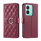 For vivo Y36 4G / 5G / Y27 5G Ring Buckle Rhombic Leather Phone Case(Red) - 1