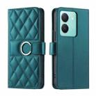 For vivo Y36 4G / 5G / Y27 5G Ring Buckle Rhombic Leather Phone Case(Green) - 1