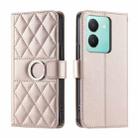 For vivo Y36 4G / 5G / Y27 5G Ring Buckle Rhombic Leather Phone Case(Rose Gold) - 1