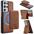 For Samsung Galaxy S21 Ultra 5G LC.IMEEKE L3 Series Detachable RFID Card Bag Magsafe Phone Case(Brown) - 1