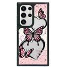 For Samsung Galaxy S22 Ultra 5G Creative Art Pattern Full Coverage Phone Case(Pink Butterfly) - 1