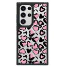 For Samsung Galaxy S22 Ultra 5G Creative Art Pattern Full Coverage Phone Case(Black Pink Leopard B) - 1