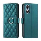 For OPPO A17 4G / A17K Global Ring Buckle Rhombic Leather Phone Case(Green) - 1