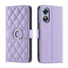 For OPPO A17 4G / A17K Global Ring Buckle Rhombic Leather Phone Case(Purple) - 1