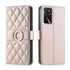 For OPPO A16 4G / A55 5G / A54 45G Ring Buckle Rhombic Leather Phone Case(Rose Gold) - 1