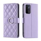 For OPPO A93 5G / A74 5G / A54 5G Ring Buckle Rhombic Leather Phone Case(Purple) - 1