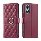 For OPPO A38 4G / A18 4G Ring Buckle Rhombic Leather Phone Case(Red) - 1