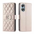 For OPPO A38 4G / A18 4G Ring Buckle Rhombic Leather Phone Case(Rose Gold) - 1