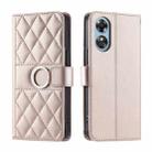 For OPPO A58 4G Global Ring Buckle Rhombic Leather Phone Case(Rose Gold) - 1