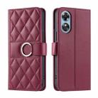 For OPPO A78 4G Global Ring Buckle Rhombic Leather Phone Case(Red) - 1