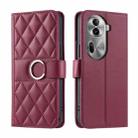 For OPPO Reno11 Pro 5G Global Ring Buckle Rhombic Leather Phone Case(Red) - 1