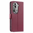 For OPPO Reno11 Pro 5G Global Ring Buckle Rhombic Leather Phone Case(Red) - 3