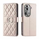 For OPPO Reno11 Pro 5G Global Ring Buckle Rhombic Leather Phone Case(Rose Gold) - 1