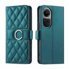 For OPPO Reno10 /10 Pro 5G Global Ring Buckle Rhombic Leather Phone Case(Green) - 1