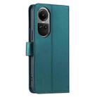 For OPPO Reno10 /10 Pro 5G Global Ring Buckle Rhombic Leather Phone Case(Green) - 3