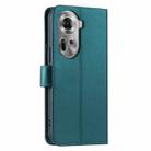 For OPPO Reno11 5G Global Ring Buckle Rhombic Leather Phone Case(Green) - 3