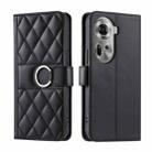 For OPPO Reno11 5G Global Ring Buckle Rhombic Leather Phone Case(Black) - 1