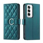 For OPPO Reno12 5G Global Ring Buckle Rhombic Leather Phone Case(Green) - 1