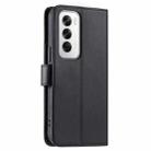 For OPPO Reno12 5G Global Ring Buckle Rhombic Leather Phone Case(Black) - 3