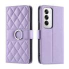 For OPPO Reno12 5G Global Ring Buckle Rhombic Leather Phone Case(Purple) - 1
