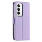 For OPPO Reno12 5G Global Ring Buckle Rhombic Leather Phone Case(Purple) - 3