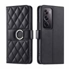 For OPPO Reno12 Pro 5G Global Ring Buckle Rhombic Leather Phone Case(Black) - 1