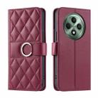 For OPPO Reno12 F 4G Global Ring Buckle Rhombic Leather Phone Case(Red) - 1